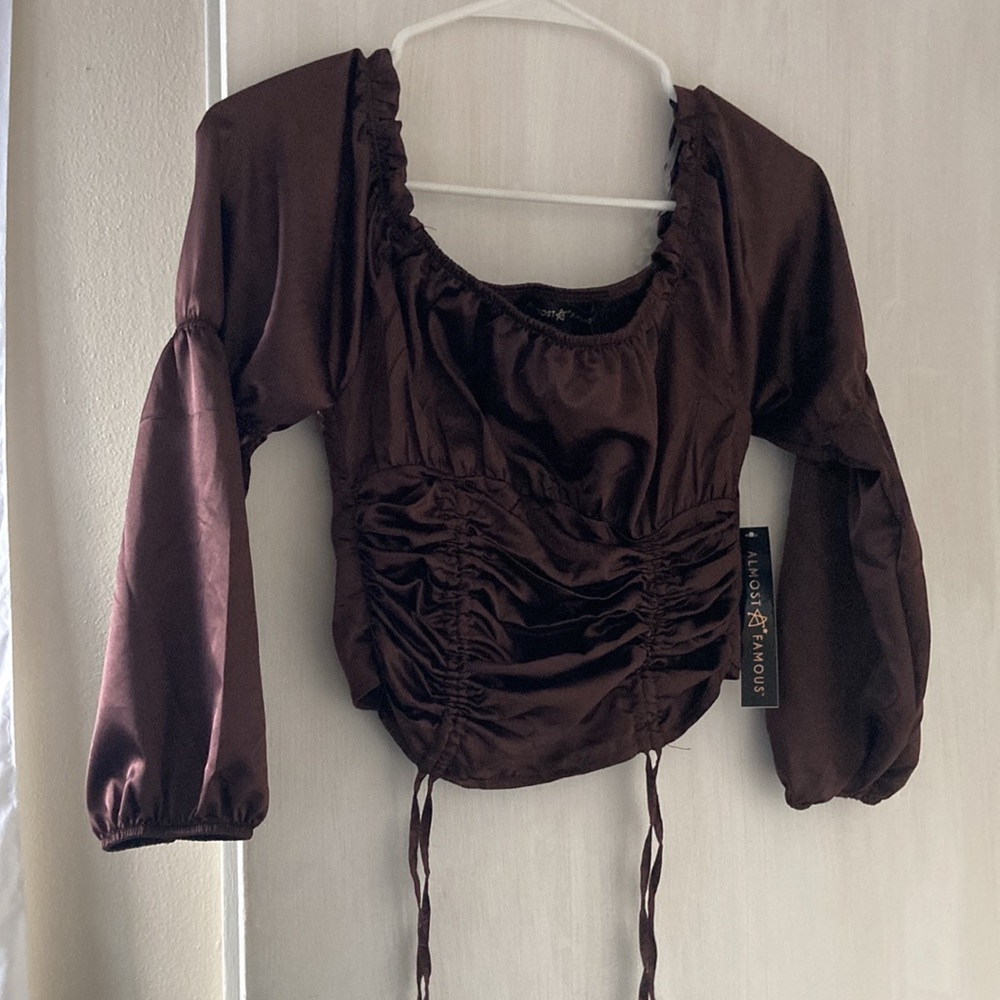 Satin brown dress shirt